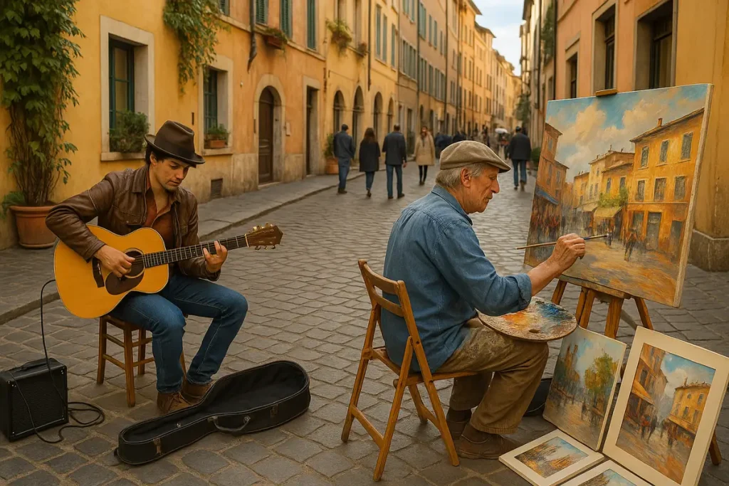 خیابان‌های هنری اروپا موسیقی و نقاشی در فضای باز